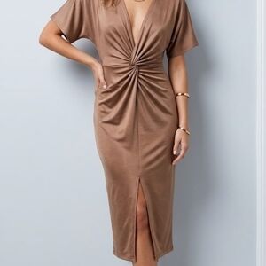 Forever 21 Brown Twist Front Midi Dress